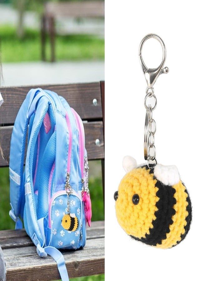 URTERYSER Crocheted Keychain, Bees Keychain 3D Bumblebees Pendant Keyring Cute Car Keyring Charm Handmade, Yellow - Image 5